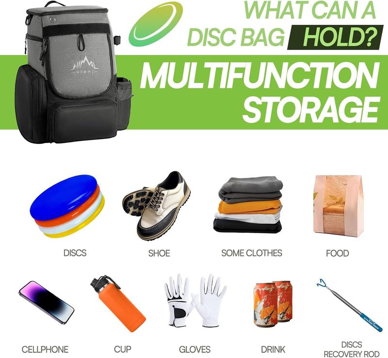 Disc Golf Bag-Heavy Duty 600D Polyester Disc Golf Bag with Insulated Cooler-Disc Golf Backpack with 26+ Discs Capacity and multiple pockets-Lightweight and Durable