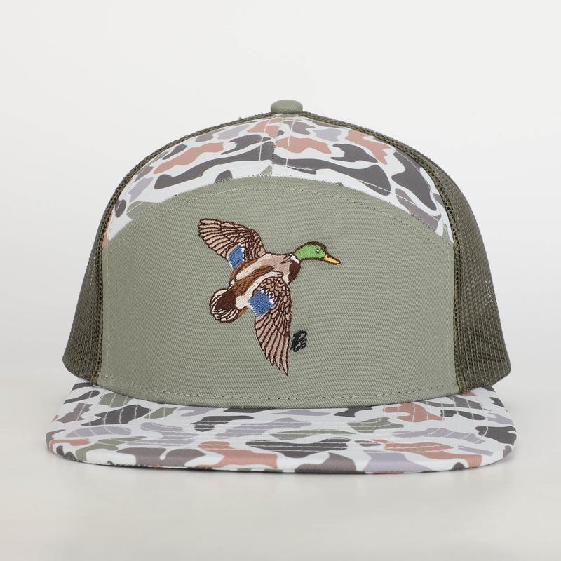 Flying Mallard Olive Dusted Camo 7 Panel PGS Hat