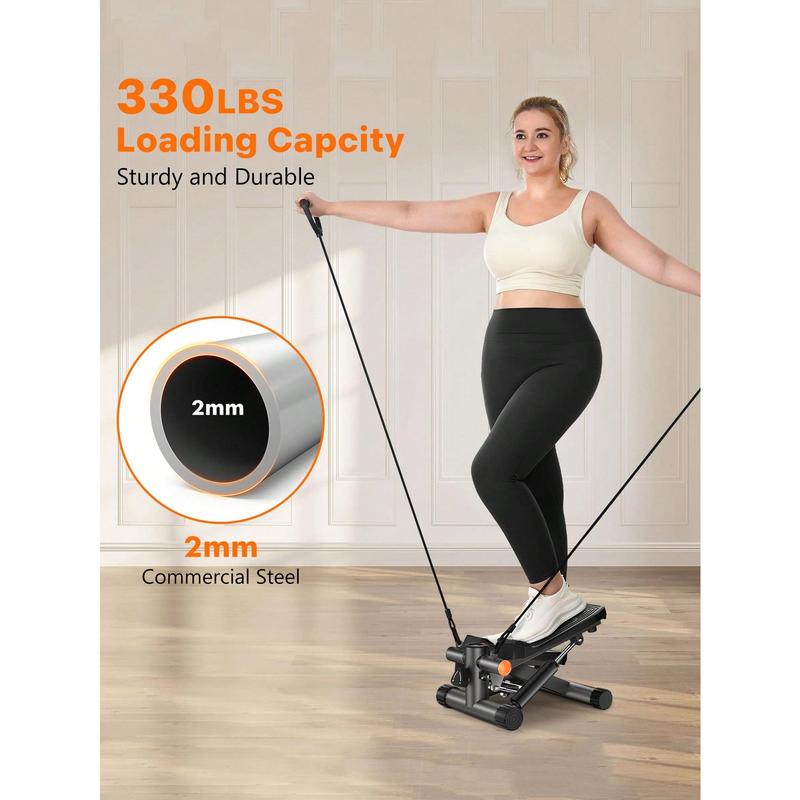 Stair Steppers For Excercise At Home, Mini Stepper With Resistance Bands & LCD Monitor, Hydraulic Fitness Stepper Machine With 330LBS Weight Capacity, Stair Stepper For Home Full Body Workout