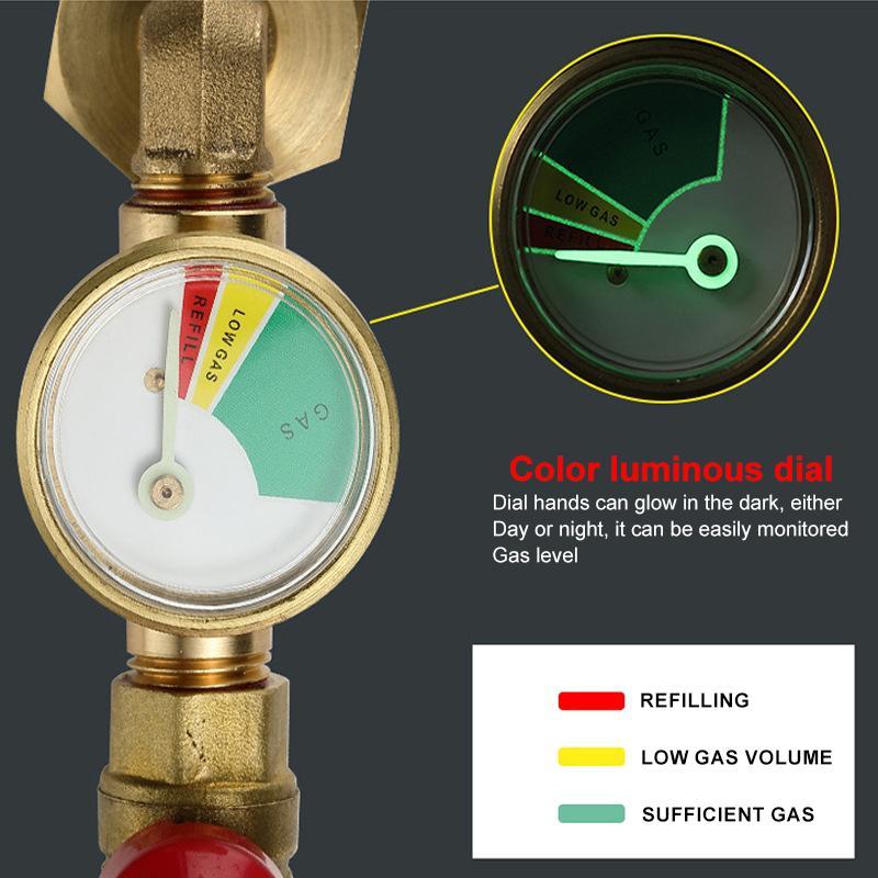 QCC1 Propane Bottle Filling Connector, Propane Refill Adapter with Valve & Gauge, Gas Cylinder Filling Connector with Glow in The Dark Meter