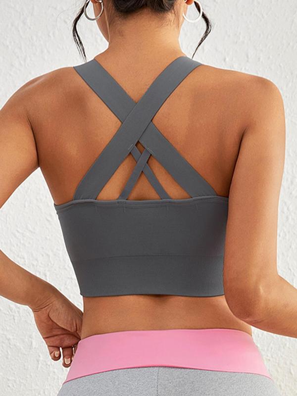 Women's 2024 Basic Criss Cross Backless Sports Bra, Cute Gym Clothes, Gym Clothing, Minimalist Comfort Seamless Push Up Cup Lingerie Top, Workout Gym Yoga Exercise Bra, Yoga Bras, Sports Bra for Women, Gym Essentials Women