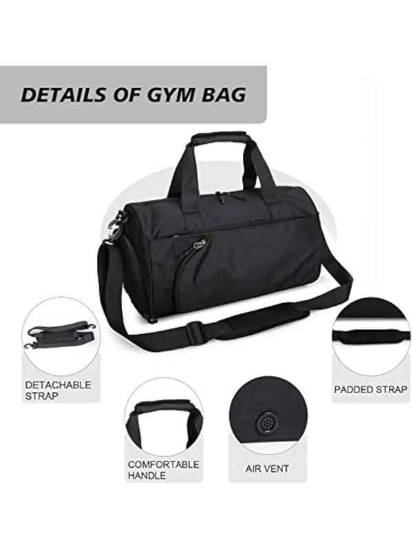 Unisex Athletic Sports Bag, Gym Duffel Bag Waterproof Sports Duffel Bags Travel Weekender Bag, Overnight Bag with Shoes Compartment Black