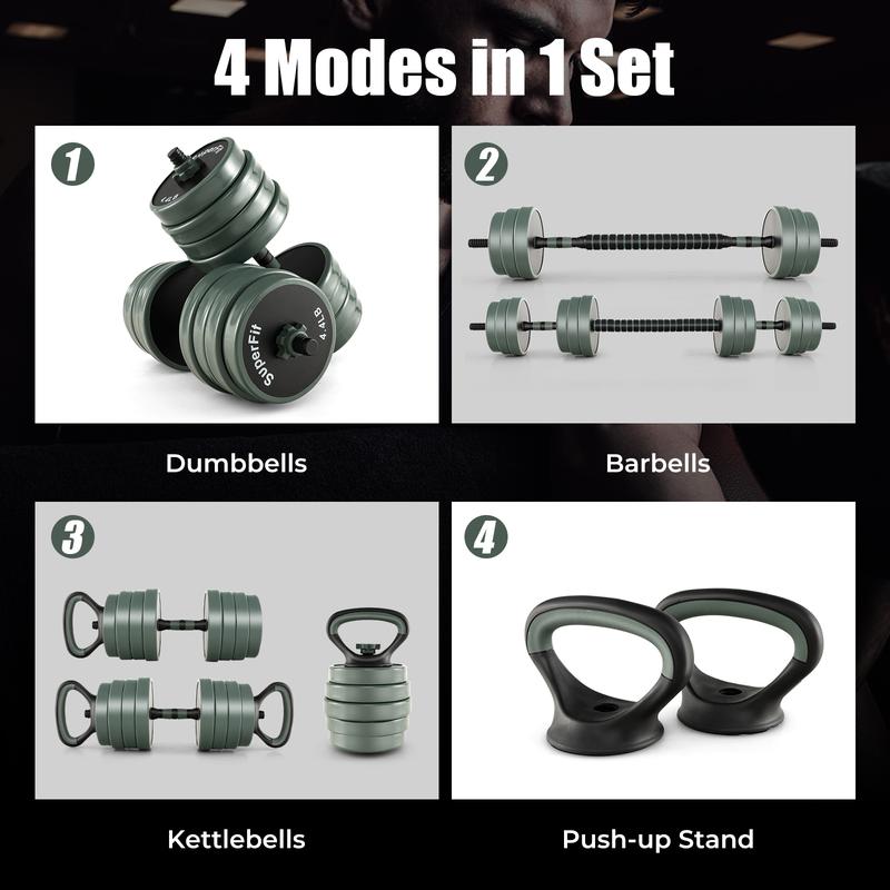 FestivalJoy-4 in 1 Adjustable Weight Dumbbell Set-Black