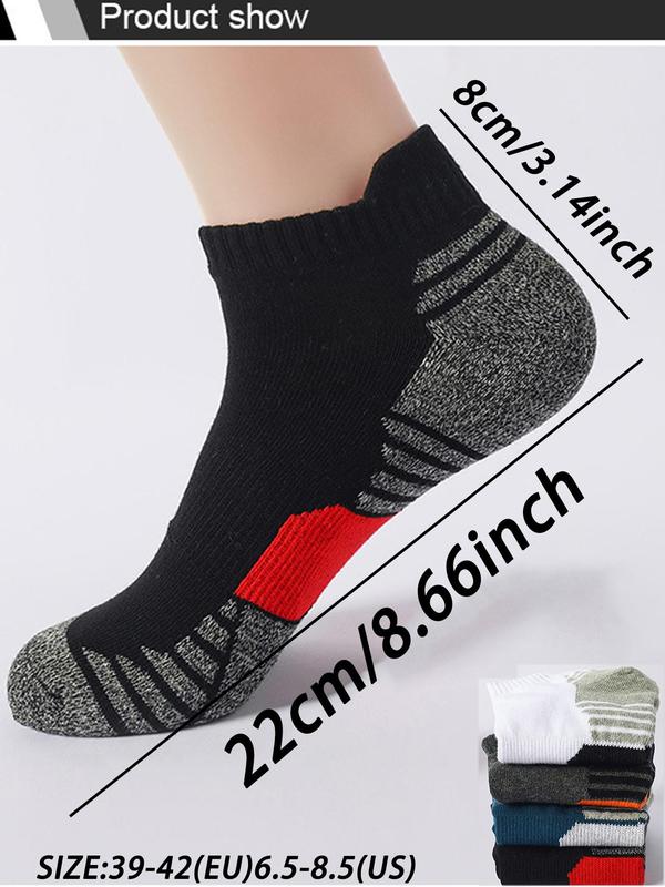 Men's Colorblock Low Cut Socks, Casual Comfy Breathable Socks for Daily Wear, Athletic Socks for Running Jogging Basketball