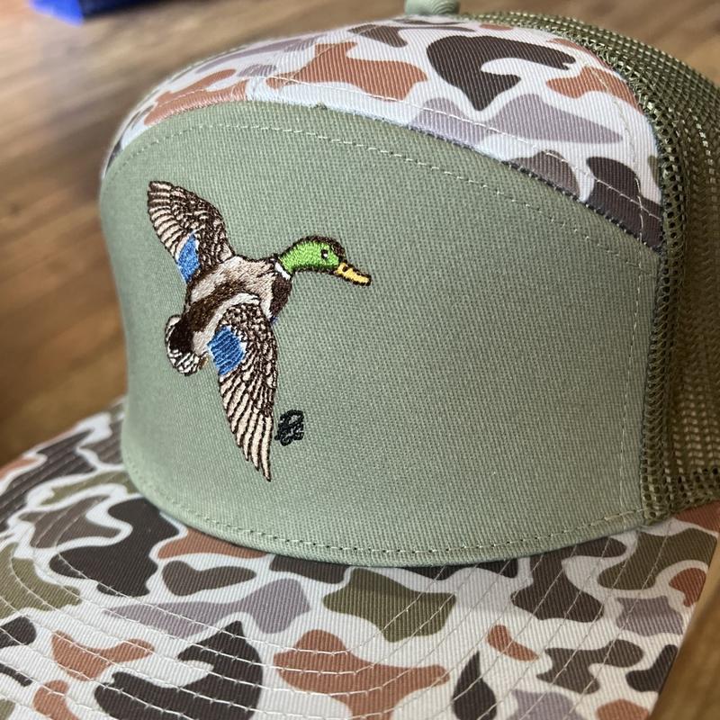 Flying Mallard Olive Dusted Camo 7 Panel PGS Hat