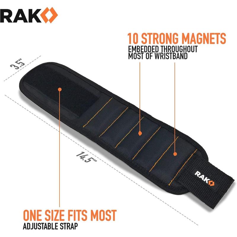 RAK Magnetic Wristband for Holding Screws, Nails and Drill Bits for Men - Made from Premium Ballistic Nylon with Lightweight Powerful Magnets for Dad, Husband, Grandpa, Handyman