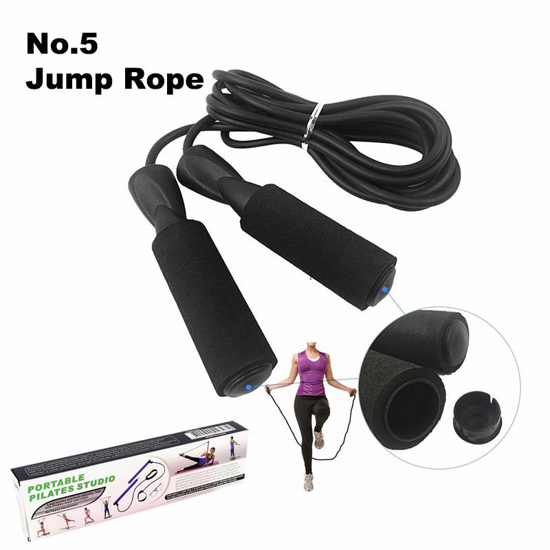 Yoga Fitness 6-Piece Set Pilates Stick Latex Resistance Band Jump Rope