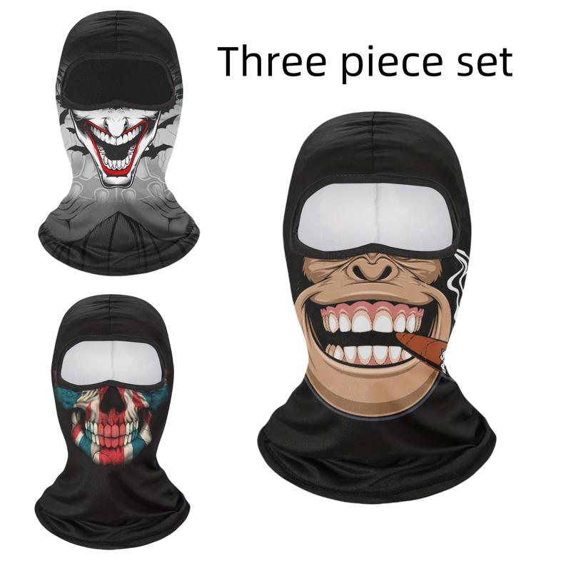 Multi-pack Gothic 3D Printed Balaclava, Skull and Demon Series Head Covering, Breathable Full Face Mask, Outdoor Windproof Half Face Mask for Men and Women, Suitable for Halloween and Day of the Dead