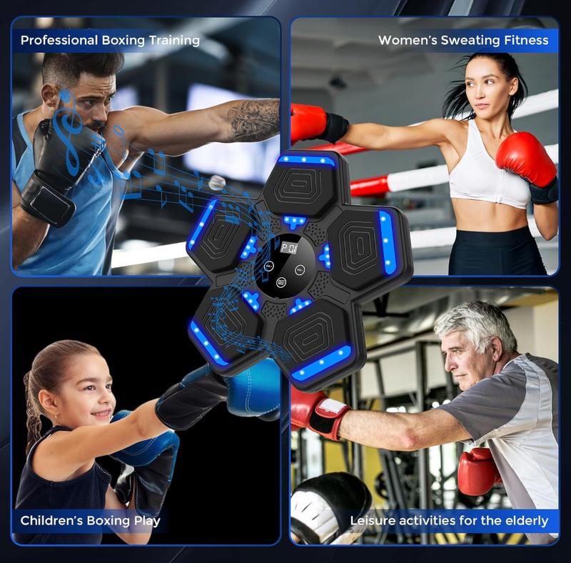 2024 Music Boxing Machine with Boxing Gloves, Smart Bluetooth Boxing Machine with LED Electronic Wall Mounted, Music Boxing Target Workout Punching Equipment for Home