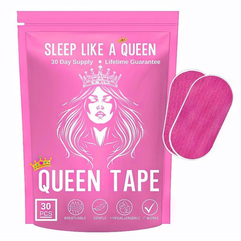 Queen Mouth Tape, Gentle Hypoallergenic Sleep Tape for Women, Pink, 30 Strips, Sports Accessories