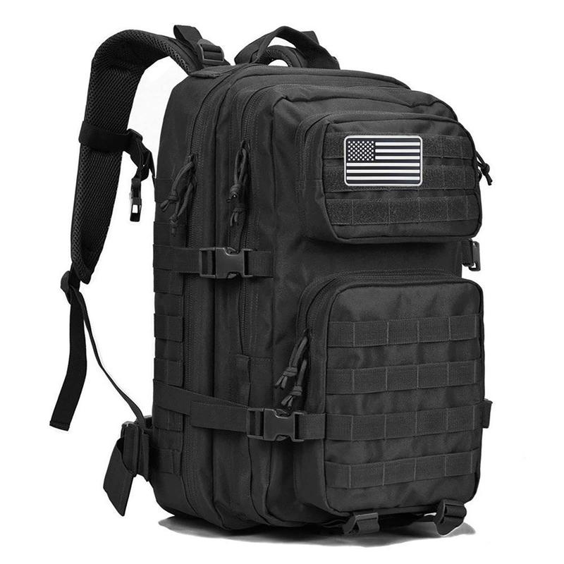 40L Military Tactical Backpack 3 Day Assault Survival Molle Bag Shelter Bag Fishing Backpack Rucksack Camping Backpack Wilderness Survival Backpack with American Flag Patch Wilderness