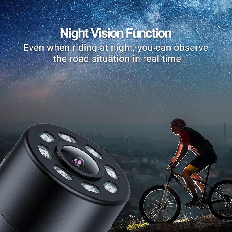 Bike camera, Handlebar Bicycle Rear View camera with 4.3'' HD Night Vision Function, 145° Wide Angle View, Adjustable Rotatable Bracket, Compatible with Bicycle, Mountain, Road Bike