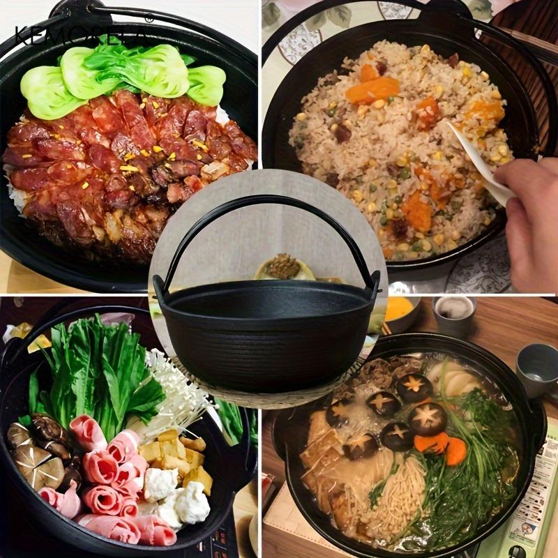 Outdoor Camping Cast Iron Cookware, 1 Set Thickened Non-stick Cast Iron Pot with Wooden Lid, Multifunctional Pot for Frying & Cooking