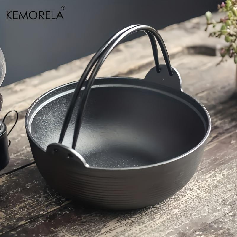 Outdoor Camping Cast Iron Cookware, 1 Set Thickened Non-stick Cast Iron Pot with Wooden Lid, Multifunctional Pot for Frying & Cooking