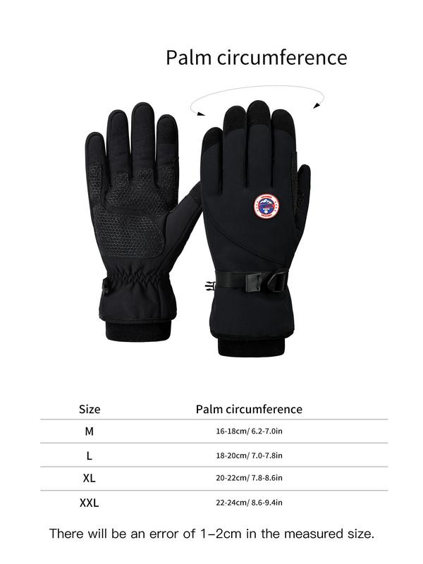 Men's Solid Color Touch Screen Thermal Lined Gloves, Windproof & Waterproof Non-slip Full Finger Gloves, Warm Gloves for Outdoor Cycling Skiing