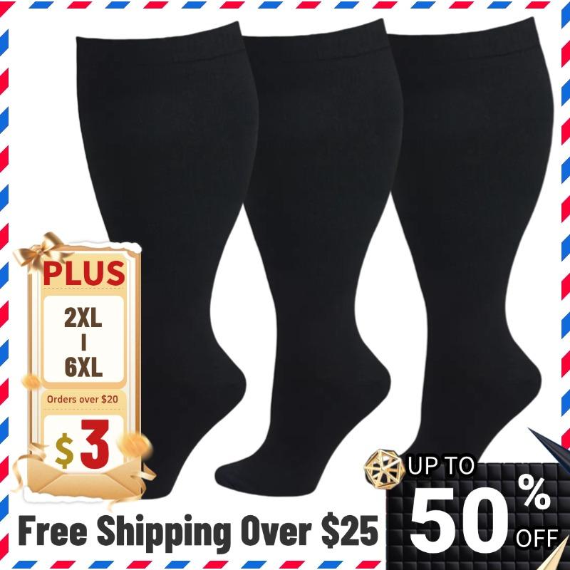 Plus Size Compression Socks for Women & Men, Extra Wide Calf Knee High Stockings for Sports,Running,Hiking,Travel,Office,christmas 2024 ornament