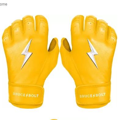 Bruce Bolt Adult Short Cuff Gold Palm Batting Gloves hot sale