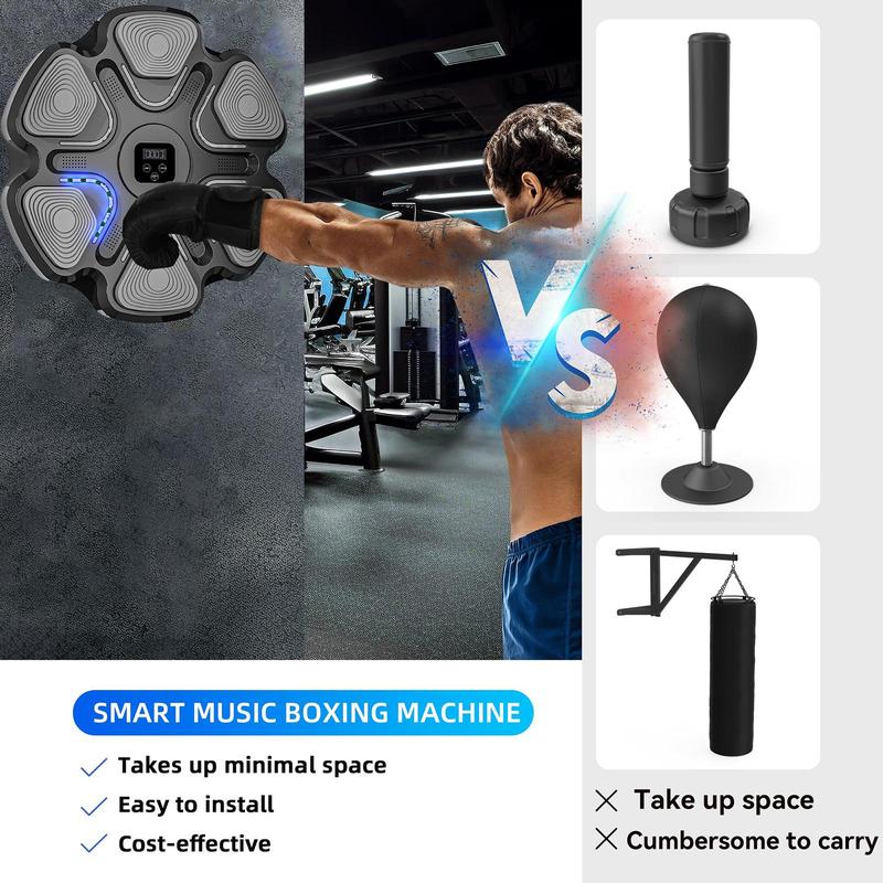 Music Boxing Machine with Boxing Gloves, 1 Set Smart Boxing Equipment, Boxing Music Workout Machine with 9 Modes Speeds, Boxing Wall Machine, Professional Boxing Equipment for Home Gym, Christmas Gift