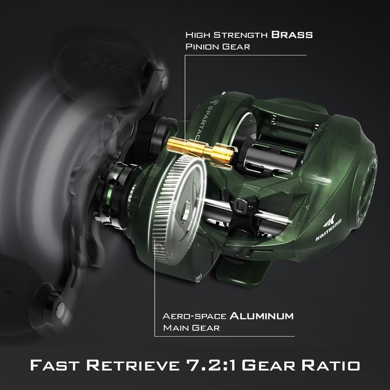 KastKing Spartacus II Baitcasting Fishing Reel, Spinning Fishing Reel，6oz Ultralight Baitcaster Reel,spinning Super Smooth with 17.6 LB Carbon Fiber Drag, 7.2:1 Gear Ratio, 39mm Palm Perfect Lower Profile Design