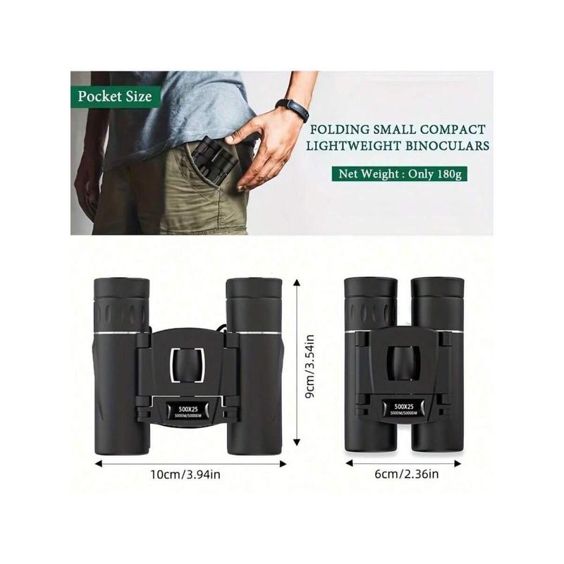 500x25 High-Powered Premium Mini Binoculars - Boasting Crystal-Clear BAK4 Prism, Shock-Resistant Design, And High