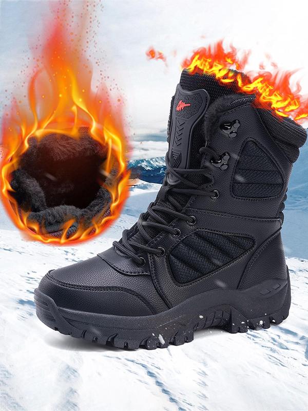 Men's Winter Warm Thermal Lined Hiking Boots, Casual Sporty Waterproof Non-slip Snow Boots, Outdoor Sports Footwear for Men