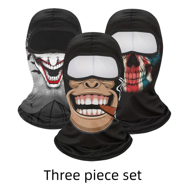 Multi-pack Gothic 3D Printed Balaclava, Skull and Demon Series Head Covering, Breathable Full Face Mask, Outdoor Windproof Half Face Mask for Men and Women, Suitable for Halloween and Day of the Dead