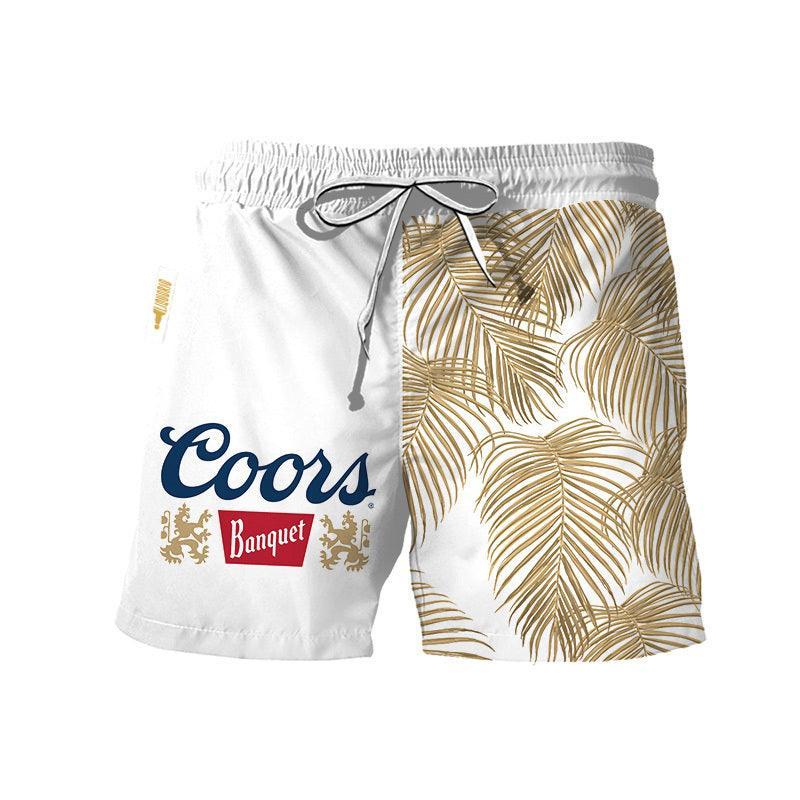 Coors Banquet Fern Swim Trunks, Hawaiian Shorts For Men Dad Friend, Aloha Shirt, Trendy Gift, Coors Men Underwear Beach Short