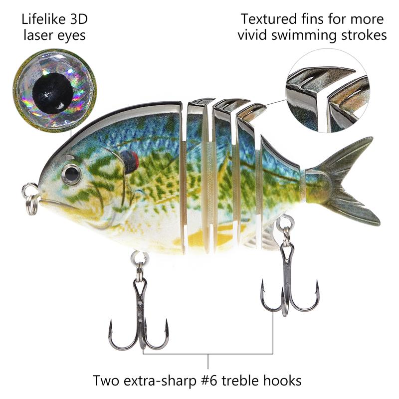 Bassdash SwimPomfret Hard Swimbaits with Built-in Steel Balls 3.9in 1.3oz Casting Panfish Bluegill Fishing Lure for Bass Walleye Pike Fishing