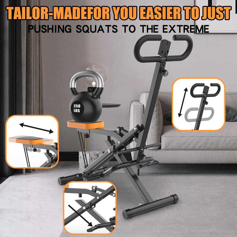 Squat Workout Machine for Home,Rodeo Core Exercise Machine,330LBS Foldable, Adjustable 4 Resistance Bands,Ride & Rowing Machine for Botty Glutes Butt Thighs,Ab Back Leg Press Hip Thrust