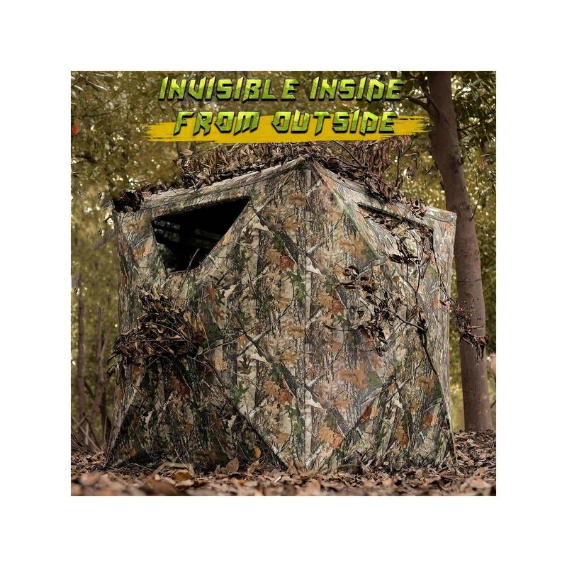 Hunting Blind, Ground Blinds For Deer Hunting 2-3 Person, 270 Degree See Through Pop Up Blind For Deer And Turkey Hunting