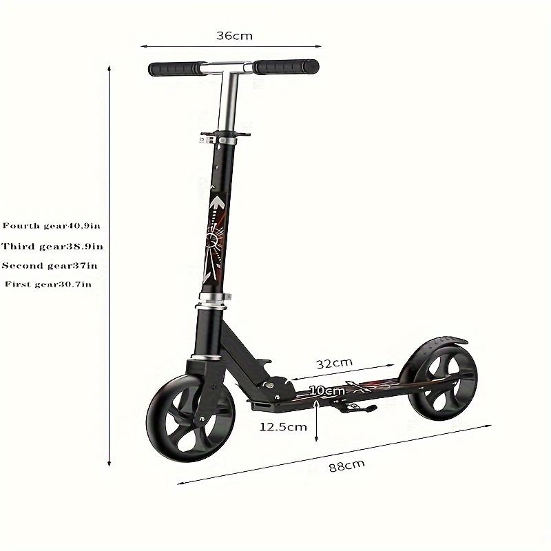 Zhanghh886 Dual Brake Folding Scooter For Adults And Teens, Adjustable Height (4 Positions), Lightweight, Maximum Weight 220 Lbs, 2-Wheel Commuting Scooter