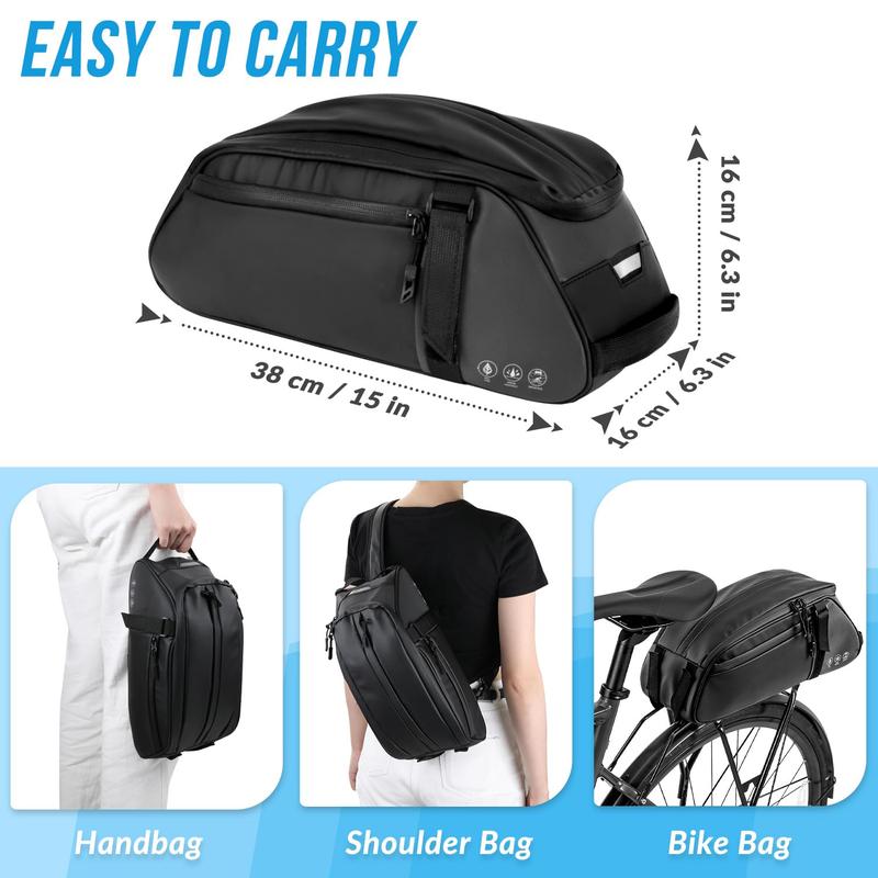 Reflective Rear Rack Bag, Water Resistant Bike Saddle Panniers for Bicycles, 8L Trunk Cycling Back Seat Cargo Carrier Storage Pouch