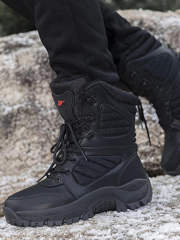 Men's Winter Warm Thermal Lined Hiking Boots, Casual Sporty Waterproof Non-slip Snow Boots, Outdoor Sports Footwear for Men