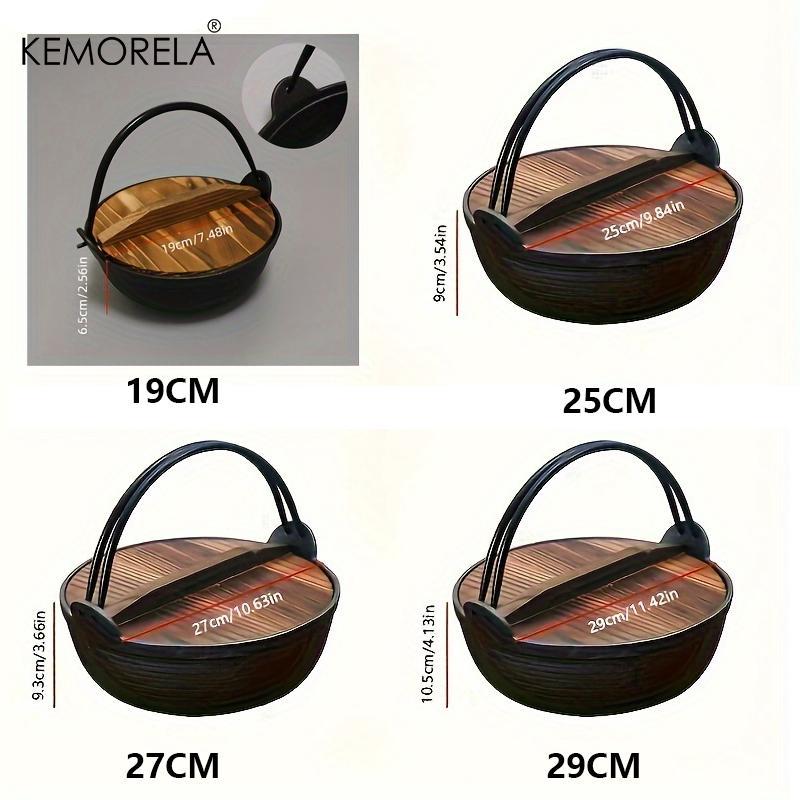 Outdoor Camping Cast Iron Cookware, 1 Set Thickened Non-stick Cast Iron Pot with Wooden Lid, Multifunctional Pot for Frying & Cooking