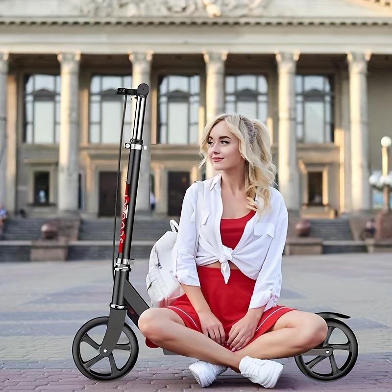 Zhanghh886 Dual Brake Folding Scooter For Adults And Teens, Adjustable Height (4 Positions), Lightweight, Maximum Weight 220 Lbs, 2-Wheel Commuting Scooter