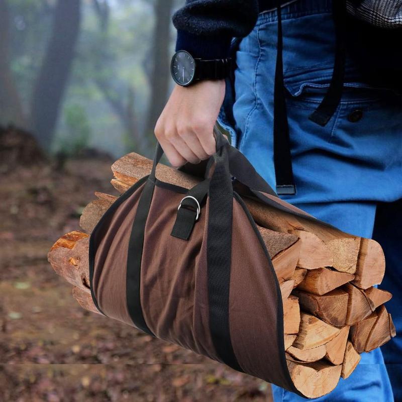 Outdoor Firewood Storage Bag, Portable Durable Oxford Cloth Firewood Carrier Bag, Multifunctional Firewood Storage Bag for Outdoor Camping Hiking