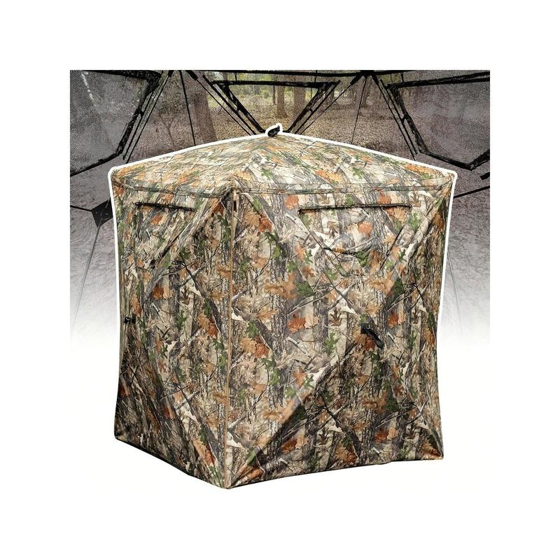 Hunting Blind, Ground Blinds For Deer Hunting 2-3 Person, 270 Degree See Through Pop Up Blind For Deer And Turkey Hunting