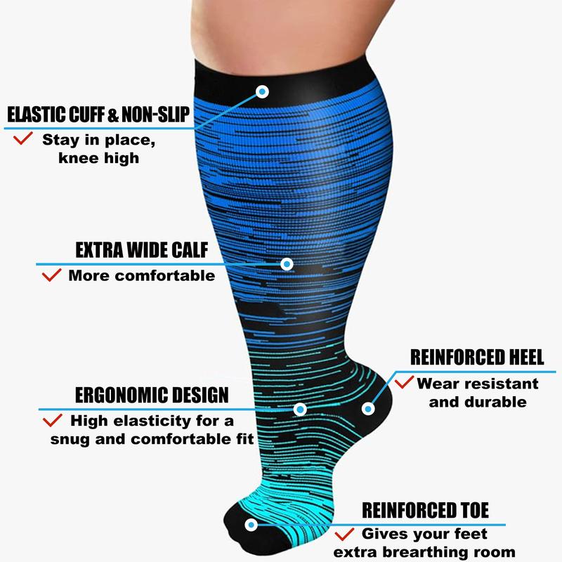 Plus Size Compression Socks for Women & Men, Extra Wide Calf Knee High Stockings for Sports,Running,Hiking,Travel,Office,christmas 2024 ornament