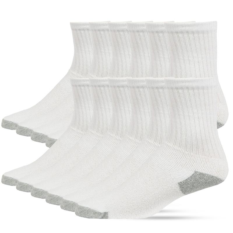 12 Pairs Unisex Sport Crew Socks Cotton Blend Solid Color Athletic Sports Workout Running Socks Comfort Cozy Sweat-absorbing Anti-Slip Comfy Sport Crew Socks Value Pack sports socks