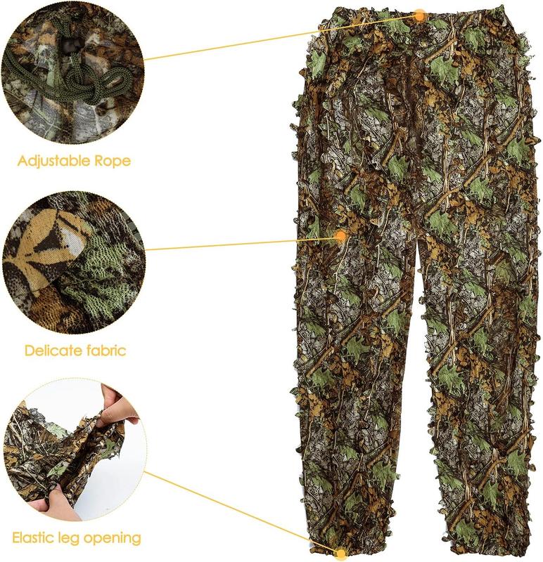 Ghillie Suit,  Adult 3D Leafy Camouflage Clothing, Ghillie Suit for Men, Camo Suit for Turkey Hunting, Hunting Suit for Outdoor Game and Halloween