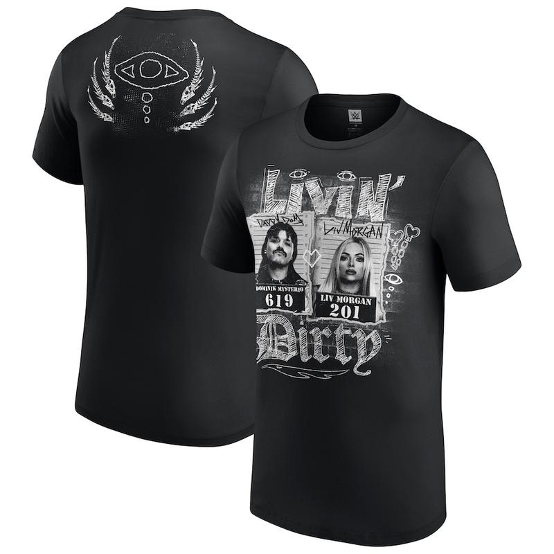 Dominik Mysterio & Liv Morgan Livin' Dirty T-Shirt, Wrestling Tee, WWE Tee, Wrestling Gift, Boxer Tee, Sports Shirt, Workout T-shirt, Gift for Him Gift For Her Shirt Cotton Menswear Top Shortsleeve Streetwear