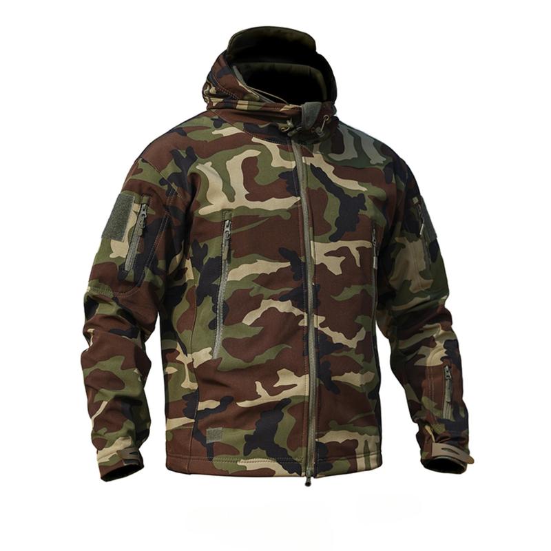 Men's creative print jacket, outdoor windproof and waterproof jacket, camouflage combat suit, suitable for running, training, hiking and outdoor camping