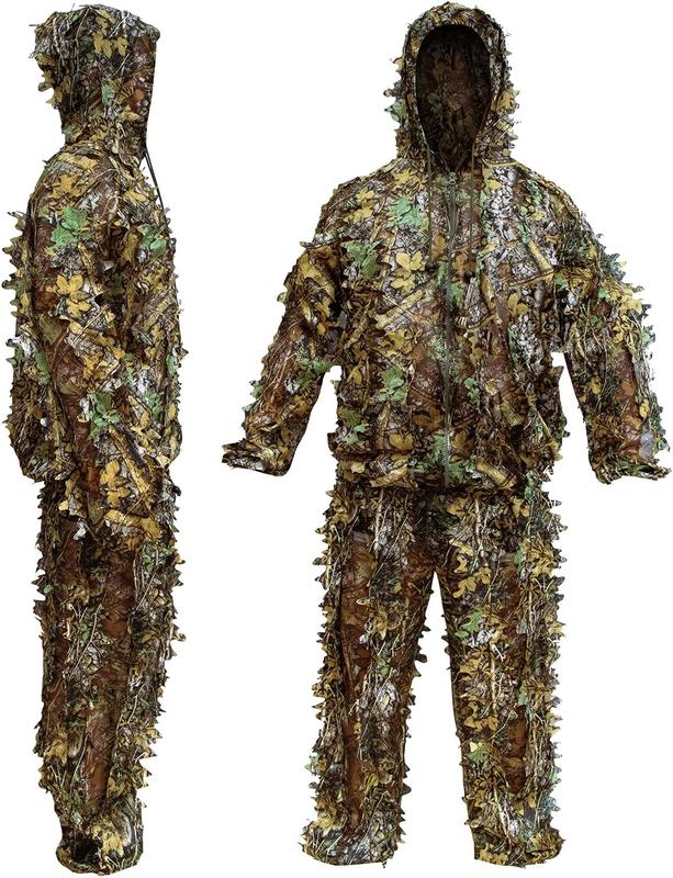 Ghillie Suit,  Adult 3D Leafy Camouflage Clothing, Ghillie Suit for Men, Camo Suit for Turkey Hunting, Hunting Suit for Outdoor Game and Halloween