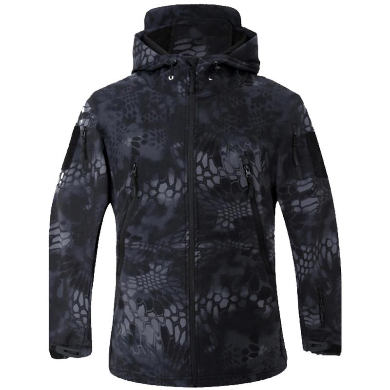 Men's creative print jacket, outdoor windproof and waterproof jacket, camouflage combat suit, suitable for running, training, hiking and outdoor camping