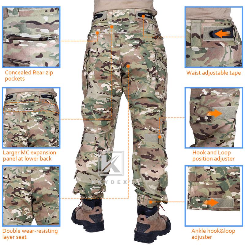 KRYDEX  G3 Combat Training Pants  Tactical Cargo Trousers With Knee Pads Men's Camo Print Waterproof Tactical Pants