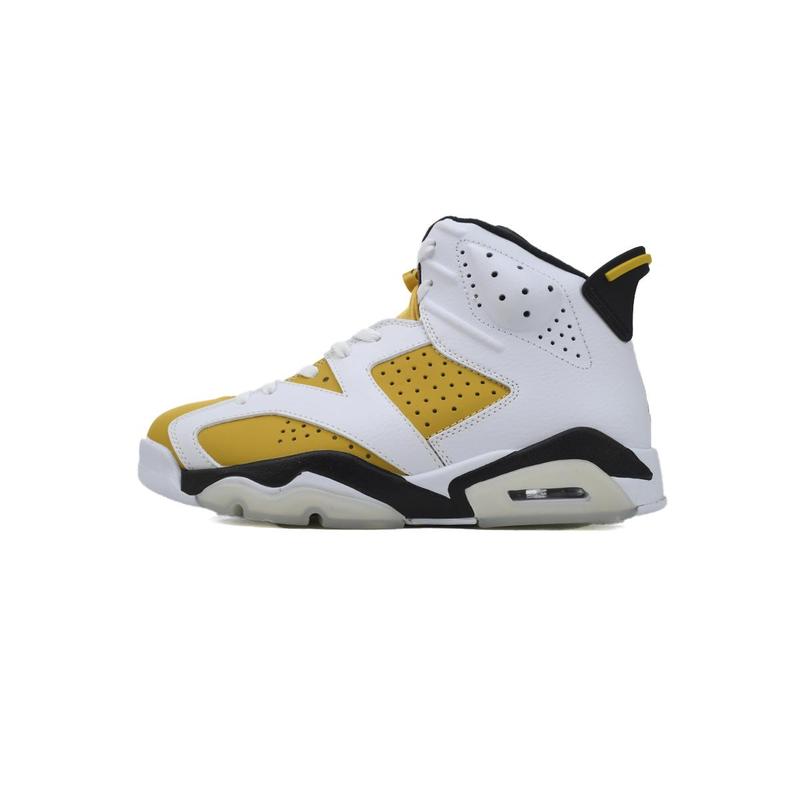 Jordan 6 Winter Fashion White and Yellow Trendy Retro Anti slip Wear resistant Cushioned Basketball Shoes