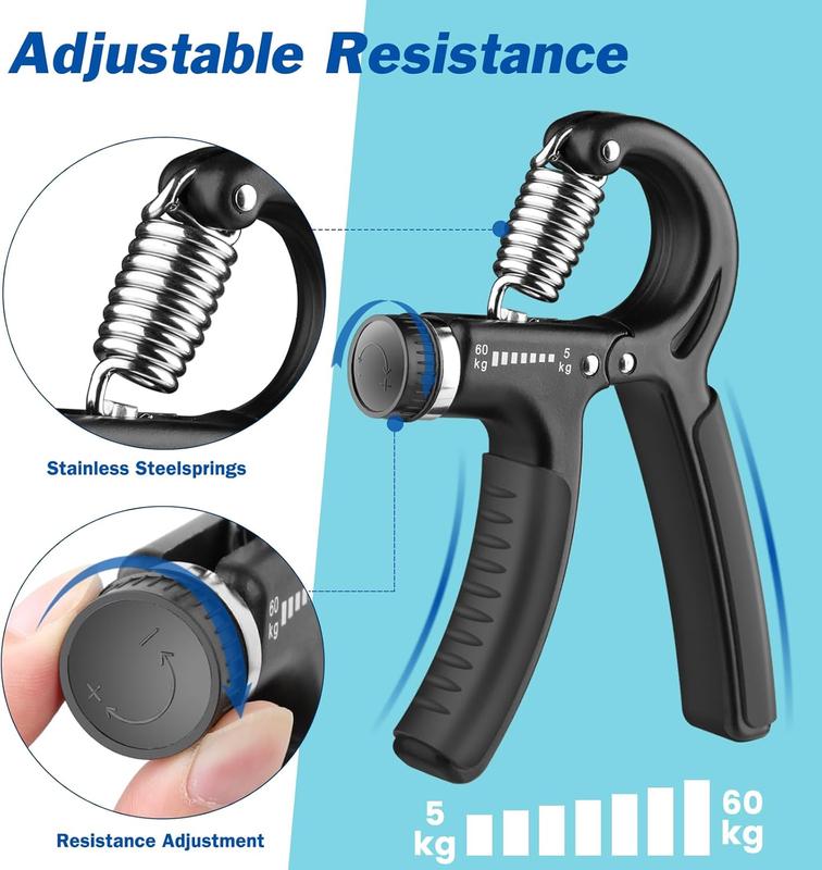 5in1 Hand Grip Strengthener Trainer, 11-132 Lbs (5-60kg)  Adjustable Resistance ,Christmas New year Thanksgiving gift 10-130 lb forearm exerciser