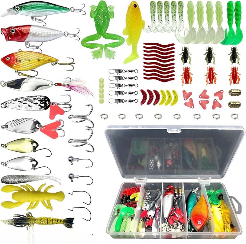 Fishing bait set, fishing lures with hooks, multi-functional fishing accessories suitable for oceans, freshwater lakes and streams, outdoor fishing accessories.