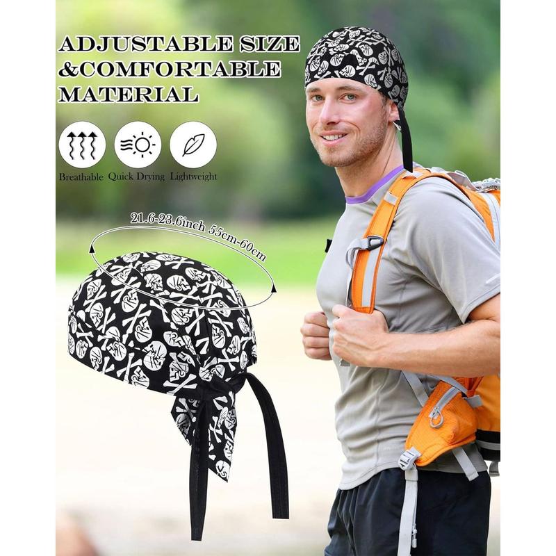 8 Pack Do Rag Skull Caps for Men Sweat Wicking Doo Rags Cooling Helmet Liner Cycling Motorcycle Bandana