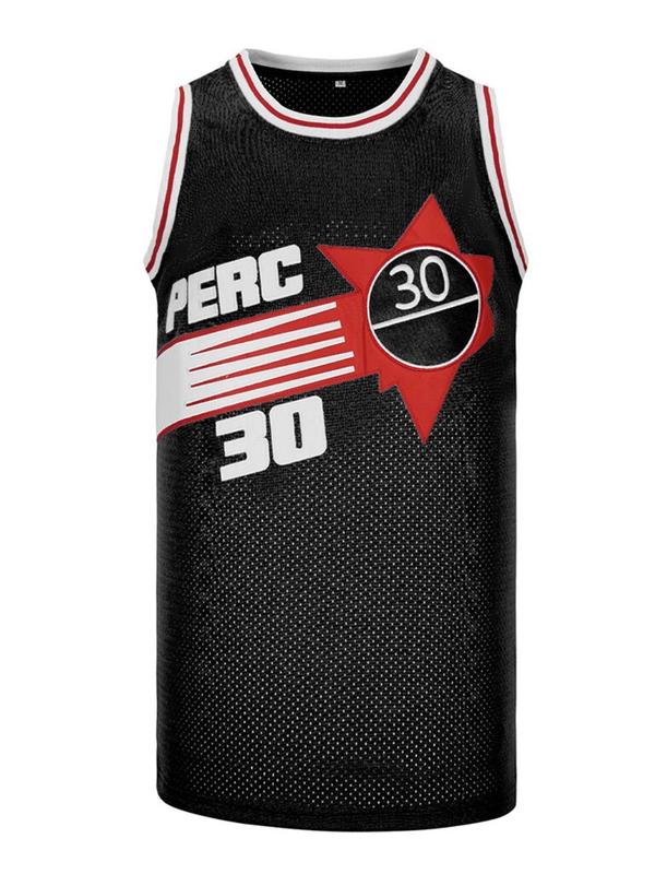 Men's Letter & Number 30 Embroidery Contrast Binding Sport Basketball Jersey, Regular Fit Sporty Sleeveless Round Neck Basketball Vest, Summer Sportswear for Men